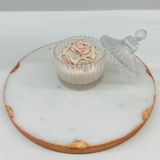 Small crystal jar with rose