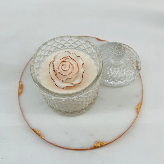 Big crystal jar with rose